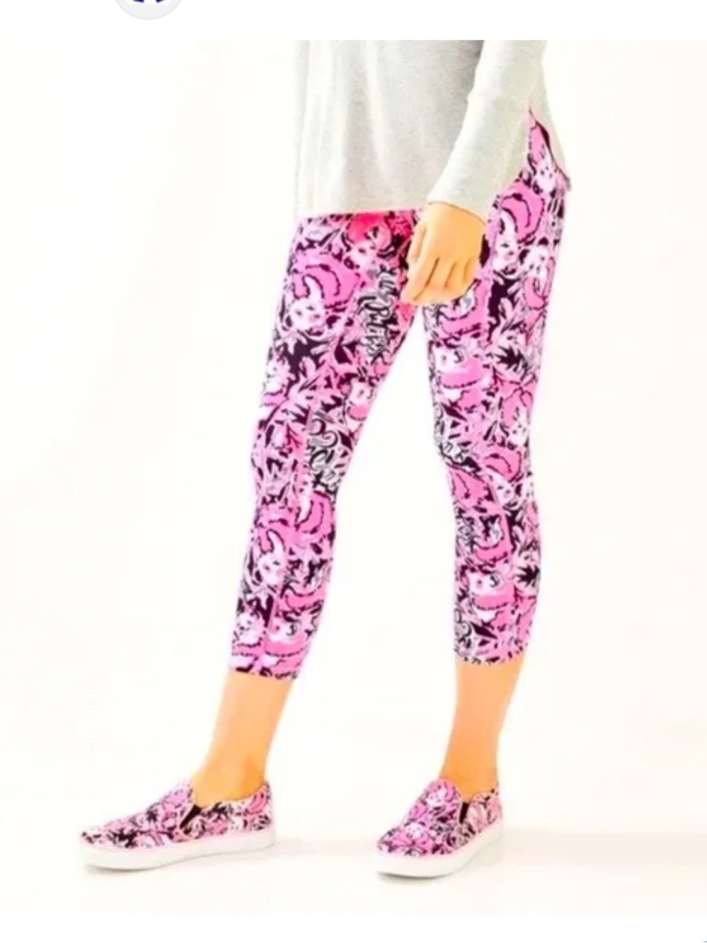 Lilly Pulitzer LUXLETIC Pink Black White crop Leggings size Small